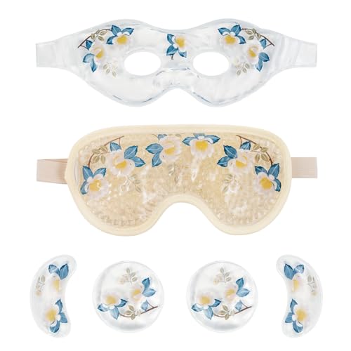 Gel Augenmaske Kühlend 4 Set Kühlmaske Gesicht und Kühlende Augenpads gegen Augenringe, Kopfschmerzen, Geschwollene und Müde Augen Wärme und Kühlbrille für die Augen