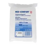 Einmal Holzmundspatel, Farbe natur, 150 x 17 x 1,6 mm, Med-Comfort: Einweg Mundspatel aus naturbelassenem Birkenholz mit abgerundeten Kanten als Stations- und Patientenbedarf kaufen.