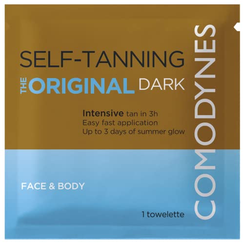 Comodynes - Selbstbräunungstücher The Original Dark, Natürlich und Gleichmäßig, Gesicht, Hals und Dekolleté, Für Strahlende, Gebräunte Haut in Nur 3 Stunden, Paraben- & Duftstofffrei - 8 Tücher