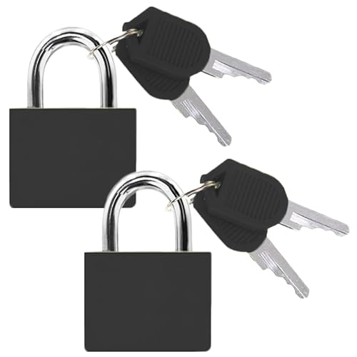 Kofferschloss mit Schlüssel - LeFeirr Gepäck-Vorhängeschloss Klein für Reisen, Schließfächer, Urlaubskoffer, 2 Stück Mini Koffer Schlösser(Schwarz)