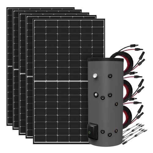 Offgridtec 450W Solar-Wasserheizungssystem mit 30L Fothermo Hybridkessel, Plug & Play, 230V Backup bis zu 1500W, 65°C Max. Temperatur, 450W Bifaziales N-TOPCon Solarpanel, 22,52% Effizienz, IP24/IP68