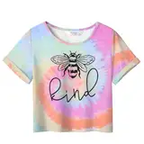 Arshiner T-Shirt Mädchen Kurz Batik Kinder Sommer Top Tie-dye Rundhals Kurzarm Shirt Sport Casual Tshirts für Mädchen 9-10 Jahre