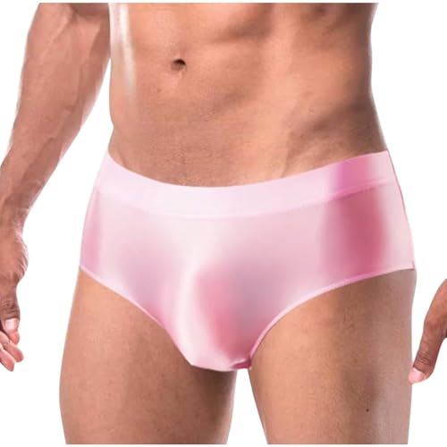 Herren Unterhosen Glatte Slip Sexy Unterwäsche Satin Herren-Reizwäsche Underwear Herren-Slips Erotische String Tanga Männer Baumwolle Herren-Strings Warehouse Deals Angebote 15 Rosa L