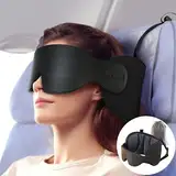 Inspireyes Reisekissen für Flugzeuge, FSA HSA zugelassenes Reisezubehör für langen Flug, Auto-Reisekissen für Kinder, Augenmaske für schlafendes Flugzeug, Hellschwarz