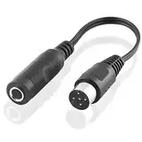 BestPlug 20cm Audio Stereo Kabel Aux in Out, 6,3mm Klinke Buchse Kupplung weiblich auf 5pol Würfel Stecker männlich, Schwarz