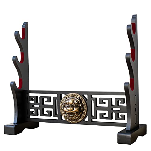 FOXSMZZ Schwerthalter Japanischer Samt gepolsterter Katana Stand Samurai Display Rack Support Alle Tanto Schwerter (Kylin-3)