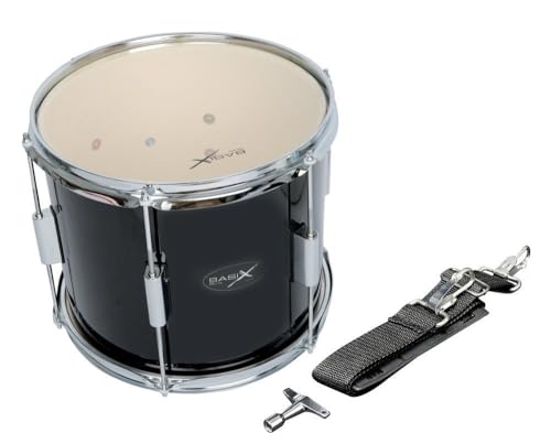 GEWA Marching Drum, Marschtrommel 12x10", Holzkessel schwarz, inkl. Tragriemen