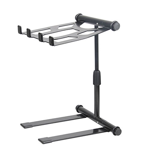 Extrem stabiler Laptop-Ständer, höhenverstellbar 180-360mm, klappbar, schwarz, ideal für unterwegs, kompakt und leicht, perfekter Halt für Laptops bis 17 Zoll