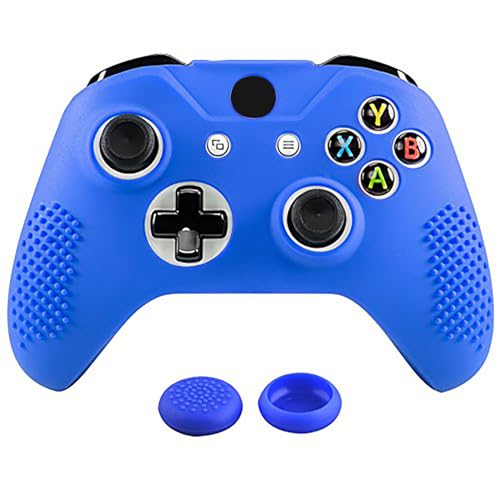 eXtremeRate Xbox One S/Xbox One X Controller Schutzhülle Silikon Hülle Case, 2 Thumbstick Analog Sticks Thumbgrips für Microsoft Xbox One S X Controller(Blau)