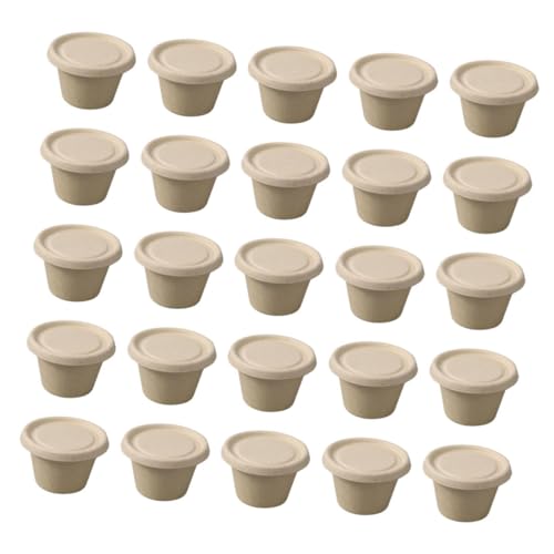 SHOWERORO 50 Stück Papp Saucenbehälter mit Deckel Umweltfreundliche Abbaubare Dip Box für Saucen Gewürze und Salatdressings für To Go und Picknick