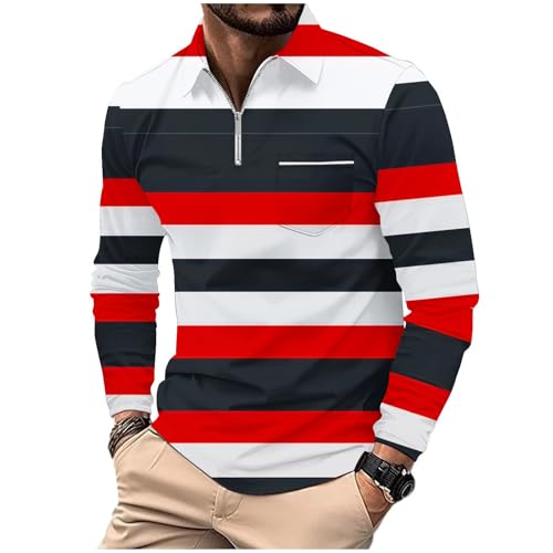 SRZYMJ Langärmeliges Poloshirt für Herren, Baumwolle, Golf, Tennis, Kragen, Normale Passform, für Freizeit, Arbeitsuniform, 3 Knöpfe Weiß Long Sleeves Shirt Herren S Polohemd Tshirt Pullover Hemd