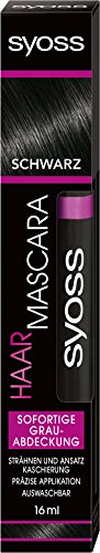 SYOSS Haar Mascara, Haarfarbe Schwarz, sofortige Grauabdeckung, 1er Pack (1 x 16 ml)