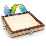 Vogelgaleria® Eck Sitzbrett 20x20cm mit Natur Holz Bordüre für Vögel wie Nymphensittich Wellensittich Kanarien etc | Bestes Käfig Zubehör Vogelsitzbrett Sitzbrett inkl. Befestigungsmaterial