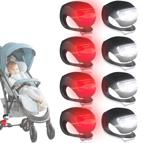 8 Stück Kinderwagenlicht Silikon, LED Kinderwagen Licht Wasserdichte Silikonleuchten, 3 Modi Buggy Lampe, Mehrzweck Kinderwagenlichter für Kinderwagen Outdoor Läufer (Stil 2)