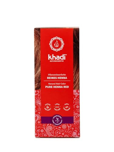 khadi REINES HENNA Pflanzenhaarfarbe, Haarfarbe für aufregendes Orangerot bis zu intensiv leuchtendem Flammenrot, Naturhaarfarbe 100% pflanzlich, natürlich & vegan, Naturkosmetik, 100g