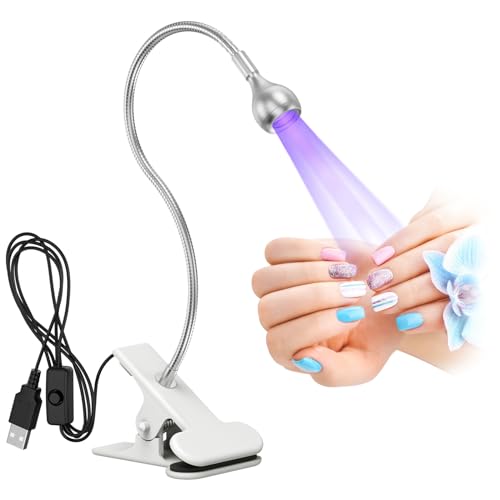 UV Lampe für Gelnägel, AISEELY Drehbar 3W USB LED Gel Nagellampe mit Sicherungsclip, Mini UV Lampe Nägel für Gel-Nagellack, UV-Aushärtung, Nageltrockner für Anfänger,Salon,Heimwerker (Silber)