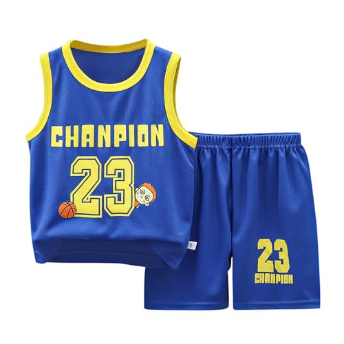 Generisch Kinder Basketball Trikot Shirt und Shorts 4 Stück Nr.23 Basketball Kleidung Mode Ärmellose Basketball Jersey Hochwertige Basketball Trainings und Spiel Trikot für Jungen Mädchen