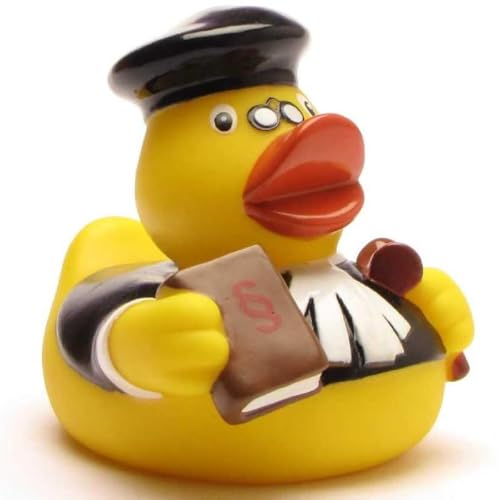 Duckshop I Badeente Richter I Quietscheente I L: 7,5 cm - inkl. Quietscheentchen-Schlüsselanhänger im Set I Geschenk für öffentlichen Dienst I Präsent Sammler
