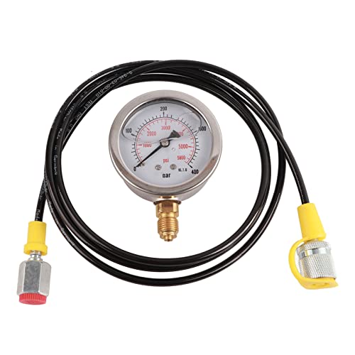 Kupplungssatz für Hydraulikschlauch, Digitale Kupplung für hydraulisches Druckprüfgerät M16*2-BSP1/4 + Messgerät 0~400BAR/6000PSI + 1,5m Schlauch