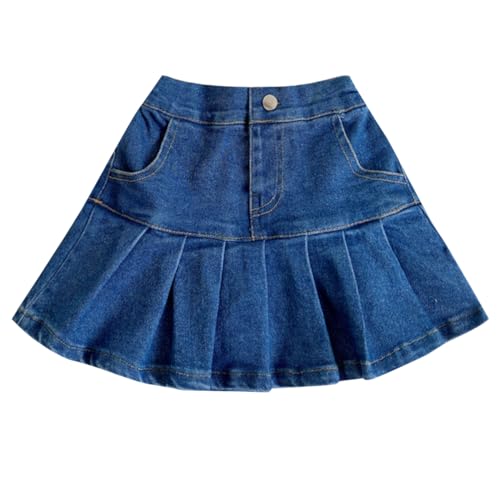 ACMEDE 2 in 1 Baby-Mädchen Denim Rock mit Shorts Gr. 80/86/92/98 Mädchen Faltenrock A-Linie Mini Denim Kurzen Rock 104/116/122/128/134 Minirock Jeans Skirt Rock Kurz Hose 1-9 Jahre