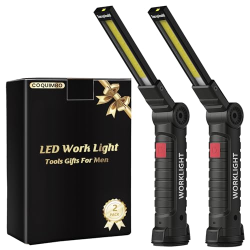 Coquimbo Valentinstag Jahrestag Geschenk für Ihn Männer Papa LED Arbeitsleuchte Werkstattlampe, Taschenlampe Werkstatt Handlampe mit Magnet uend Haken für Auto Reparatur Camping Notfall (2 Stück)