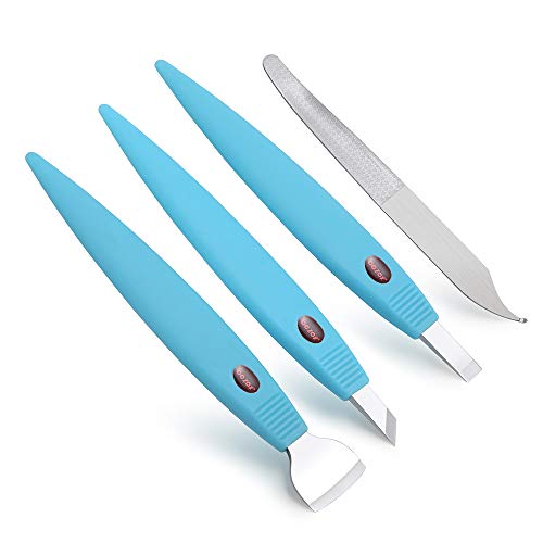 BEZOX Professionelle Hornhauthobel Klingen aus Edelstahl Hornhautentferner - Fußpflege Maniküre Pediküre Messer Kit Callus Mais Hart Tough Skin Remover Rasierer (Blau)