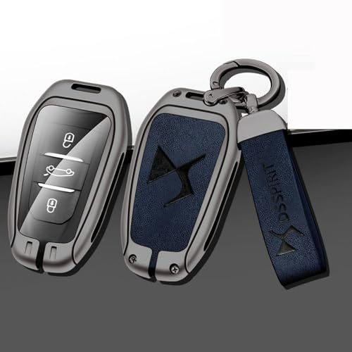 ZUOBYMBC Auto Schlüsselanhänger für DS DS7 DS5 DS6 DS9 New Energy DS4, Personalisierter Kennzeichen-Schlüsselanhänger,Autozubehör,Auto Geschenke,Autoschlüsselbund Ersatz für Fahrzeug,Grey Blue Set-M