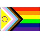 MOGADEE® Progress Pride Flag, Regenbogen Flagge, LGBTQ Flagge, The Gay Flag Joint-Pride Flag, 150 * 90cm, Kann Draußen Verwendet Werden, Weatherproof Gay Pride Flag mit 2 Messingösen