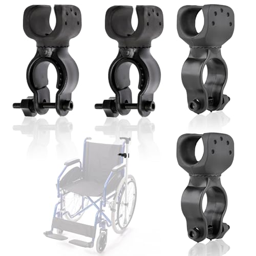 Krückenhalter, Stockhalterung, Gehstockhalter, Rollstuhl Zubehör für 2,2 Bis 3 CM Rohr, Universelles Zubehör für Krücken für Mobilitätsroller,Drive Rollator,Rollstuhl,Elektroroller,Fahrrad (4 Stück)