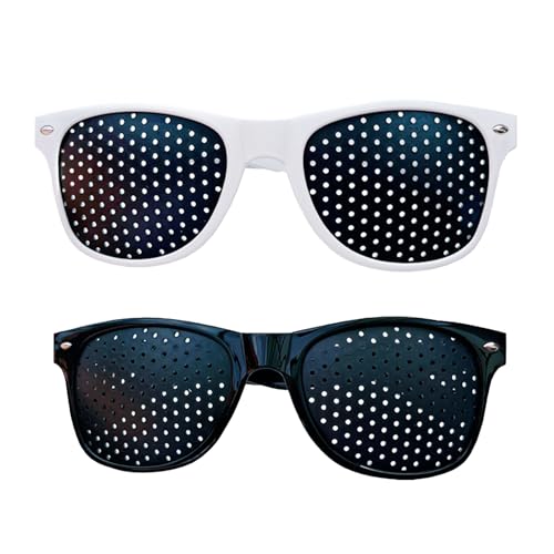 2-Stück Rasterbrille,Pinhole Glasses,Rasterbrille Augentraining,Lochbrille für Augentraining,Lochbrille für Augentraining Original,Korrekturbrille Komfortable,Entspannung Augen-training Loch-Brille