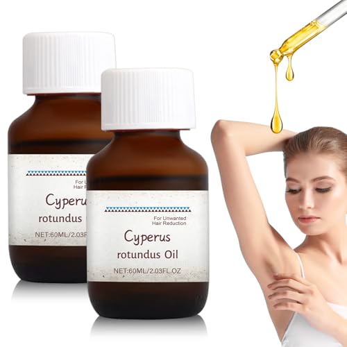 2PCS Cyperus Rotundus Oil, 60ml*2 Ätherische Öle Cyperus zur Haarentfernung, Natürliches Reines Cyperus Oil Silky Haarentferner, zur Reduzierung des Körperhaarwachstums und Hautpflege