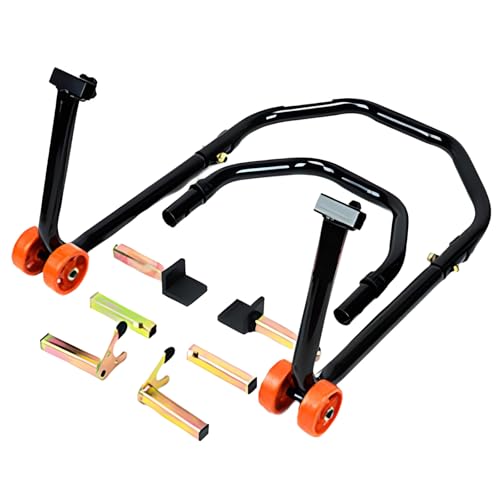 Set Motorradständer Motorrad Montageständer VORNE + HINTEN | L-Form und V-Typ | Für Alle Motorradtypen, Stabil und Robuste Konstruktion, Einfaches Anheben und Wartung von Vorder- und Hinterrad (1704)