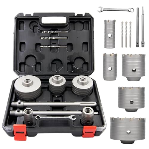 11 Stück Beton Bohrkronen Set - SDS Bohrkrone Steckdose Set, mit Ø 30 40 68 80 100 mm Kernbohrer & 300 mm Rundgriff SDS Beton Hohlbohrkrone, für Ziegelwand, Mauerwerk, Schaumziegel