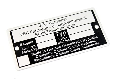 Typenschild Rahmenplakette Embleme aus Alu für alle Mopeds u.a. Simson S50 S51 KR51/1 KR51/2 SR50 SR4-2 SR4-3 SR4-4