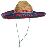 Brandsseller Sombrero Mexikohut Strohhut Partyhut Sonnenhut Strandhut Rot/Blau/Natur