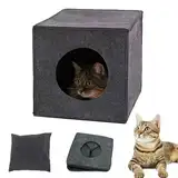 Katzenhöhle aus Filz mit Kissen Faltbare Kuschelhöhle für Katzen Katzenbox Regalhöhle Katzen Katzenhaus Filzhöhle für Katzen kleine Hunde Katzenkorb (Dunkelgrau, 33x37x33 cm)