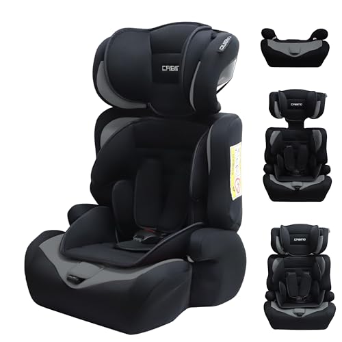 Cabino Kindersitz Kinderautositze I-Size Gruppe 1/2/3 (76-150 cm) Von 15 Monate – 12 Jahre – Kindersitz Baby Autositz & Sitzerhöhung Auto Kinder mit Gurtbefestigung (Grau)