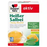 Doppelherz Heißer Salbei mit Honig und Menthol - Vitamin C und Zink zur Unterstützung der normalen Funktion des Immunsystems - heiß & kalt - 10 Beutel