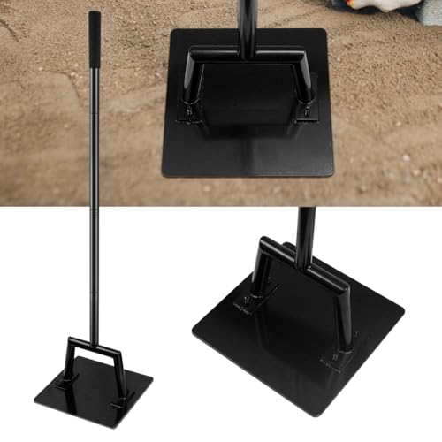 Betonstampfer, Aus Stahl Bodenverdichter, Erdstampfer mit Breite Platte, Stampfer zum Verdichten von Boden, Kies und Sand, 25 x 25 cm Große Basis, Tamper with 120CM Handle