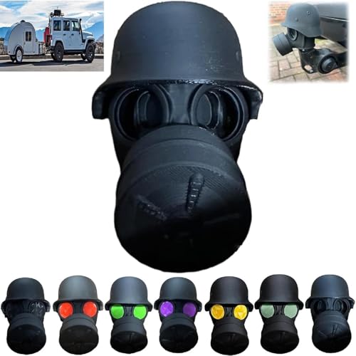 Abdeckkappe für Anhängerkupplung, Helm Gasmaske Anhängerkugelabdeckungen, wetterfeste Staubkappe mit Verschlussloch für Wohnwagen, LKWs & Landmaschinen (Schwarz-B)