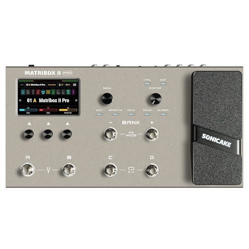 SONICAKE Multi Effekte mit Expression Pedal Guitar Bass Amp Modeling IR Cabinets Simulation FX Loop MIDI Stereo OTG USB Audio Interface 4,3“ Farb Touchscreen Matribox II Pro