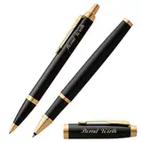 Parker Schreibset IM Black Lacquer G.C. mit Gravur Tintenroller und Kugelschreiber mit Geschenk-Etui