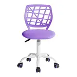 FurnitureR Moderner armloser Schreibtischstuhl für das Lernzimmer/Homeoffice der Kinder, ergonomischer höhenverstellbarer drehbarer Computerstuhl - Lila