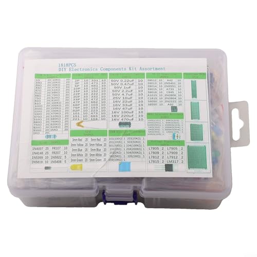 Elektronikhersteller-Set, 1818-teilig, wichtige Komponenten, einschließlich monolithischer Kondensatorwiderstände und LEDs für Gebäudeschaltungen