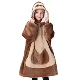 Giggling Getup Faultier tragbare Decken Hoodie, Übergrößer weicher Sherpa Fleece Kapuzen Decke, Warmer komfortabele Plüsch Flanell Decken Sweatshirt mit Tasche und Ärmeln für Kinder Mädchen Jungen