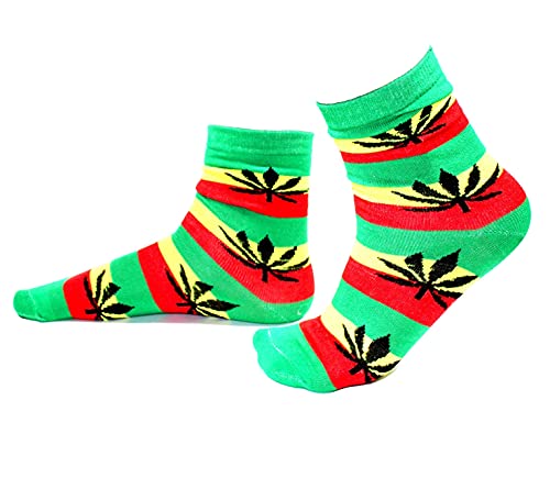 Smokerama Herren Socken Lang Rasta Farben mit Hanfblättern Größe 40-45
