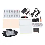 Tattoo Set für Anfänger mit Tattoo Maschine Tattoo Pen Tattoo Tinte Netzteil und Zubehör für Tattoo Künstler inklusive 30ml Schwarze Tinte 20 Nadeln 10 Flaschen 5ml Tinte