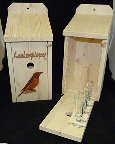 Vogelhaus Schnapsbar Laubenpieper 1 Vogel aus Holz Garten Geschenk Gartengeschenk