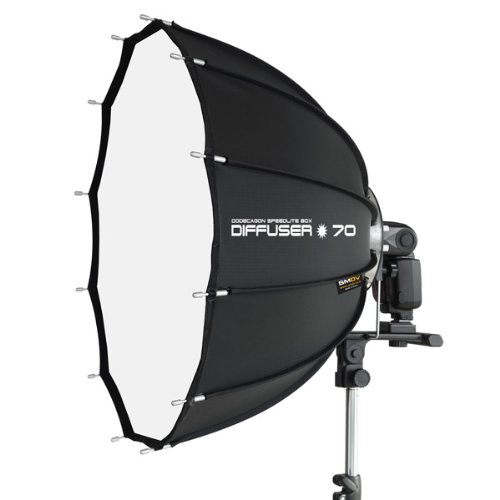 SMDV D70 II Firefly Pro Beauty Softbox Diffuser (Leuchtfläche 70 cm, mit Metallstreben, geeignet für Blitzgeräte) schwarz