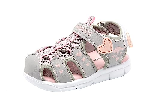 KangaROOS Unisex Baby K-Mini Sandalen, Vapor Grey/English Rose Glitter 2109, 21 EU